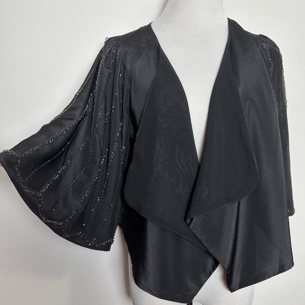 MM Couture Miss Me Black‎ Beaded Jacket M Cropped Shrug Evening Going Out